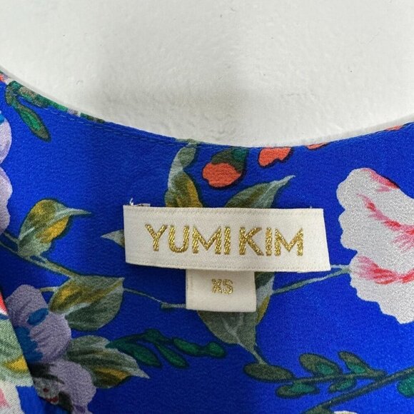 Yumi Kim Amalfi Coast Soho Mixer Silk Mini Wrap Dress Size XS Blue Floral Boho - Picture 5 of 10